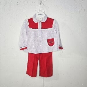 Toddler Girl Vintage Floral And Corduroy Set